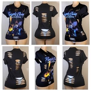 Prince Black Distressed Graphic Tee